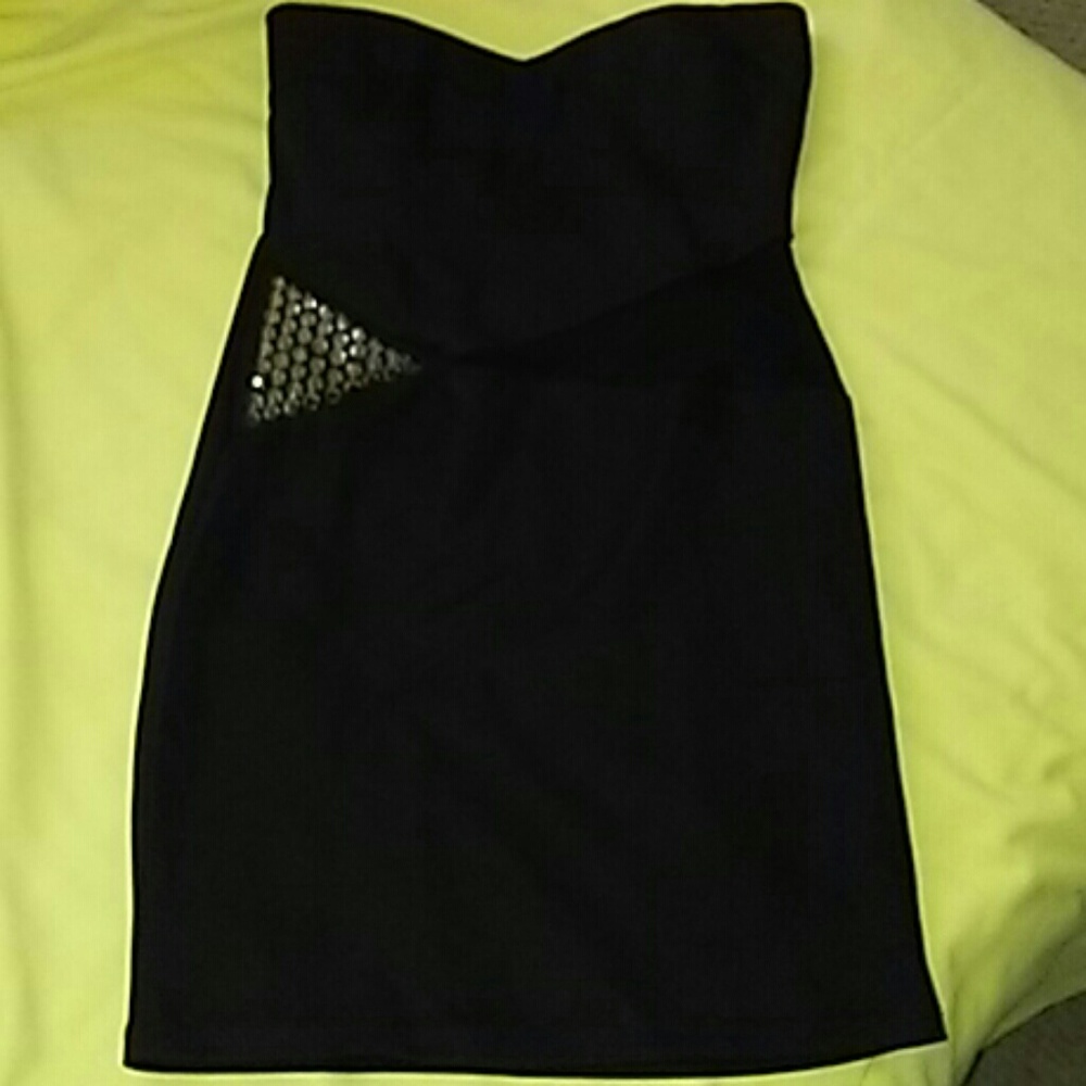 Black Bodycon studded peek a boo dress